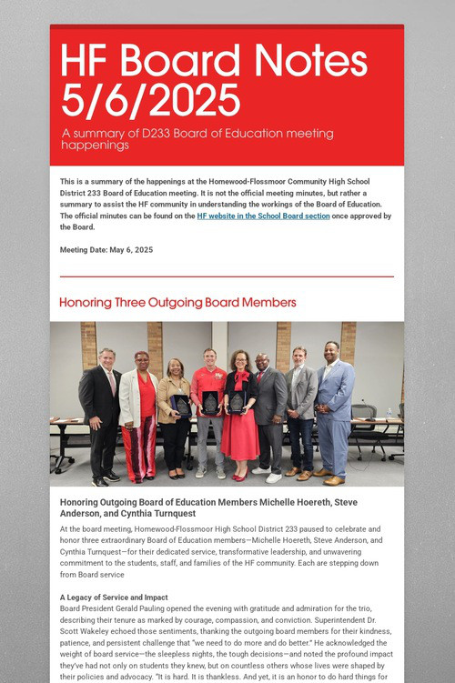 HF Board Notes 5/6/2025