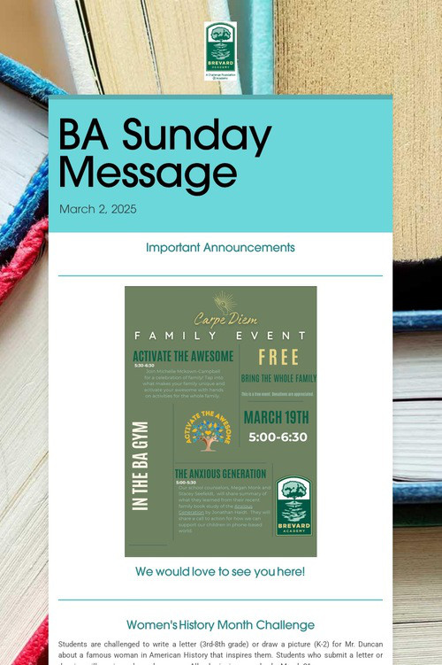 BA Sunday Message