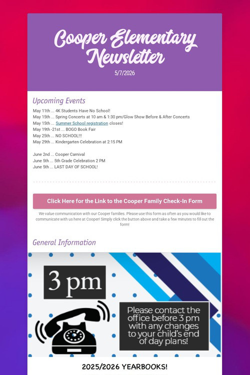 Cooper Elementary Newsletter