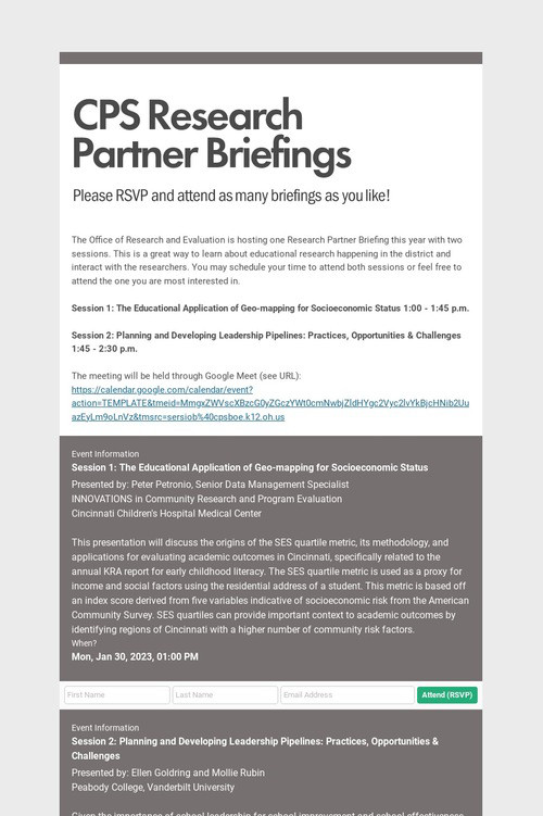 CPS Research Partner Briefings