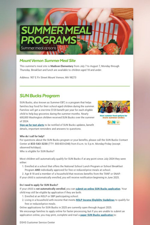 SUMMER MEAL PROGRAMS