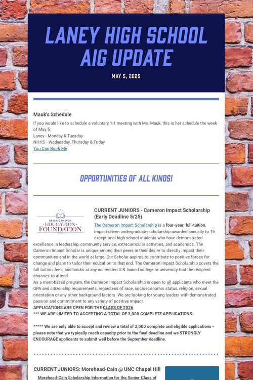 Laney High School AIG Update