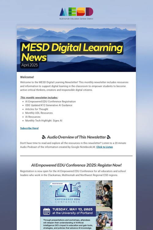 MESD Digital Learning News
