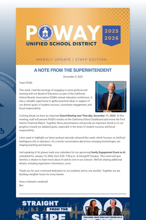 Superintendent's Weekly Update