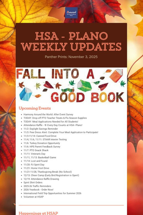 HSA - Plano Weekly Updates