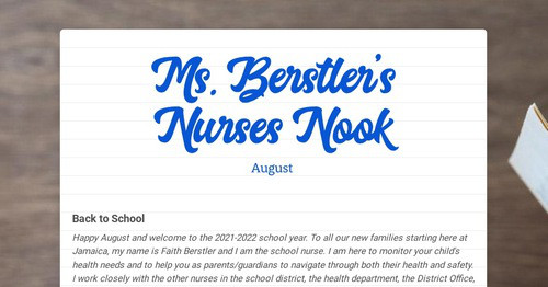 Ms. Berstler's Nurses Nook