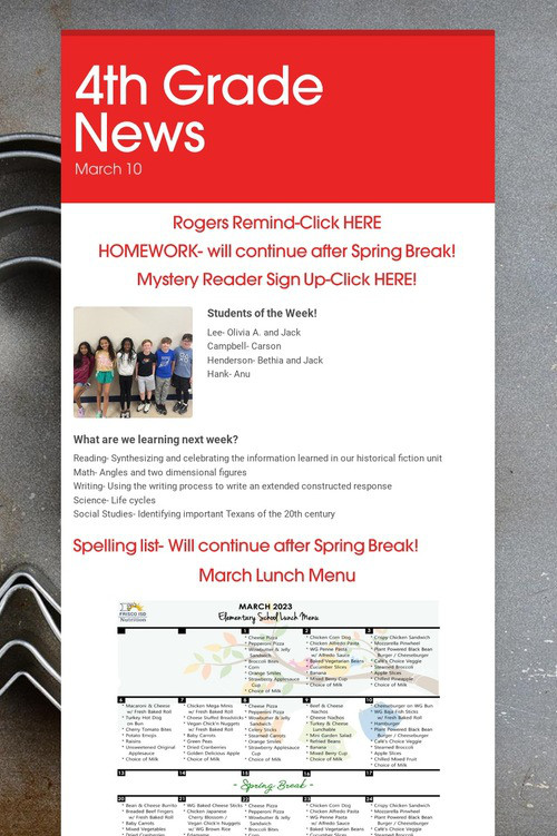 4th Grade News