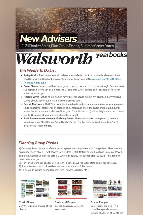 New Advisers