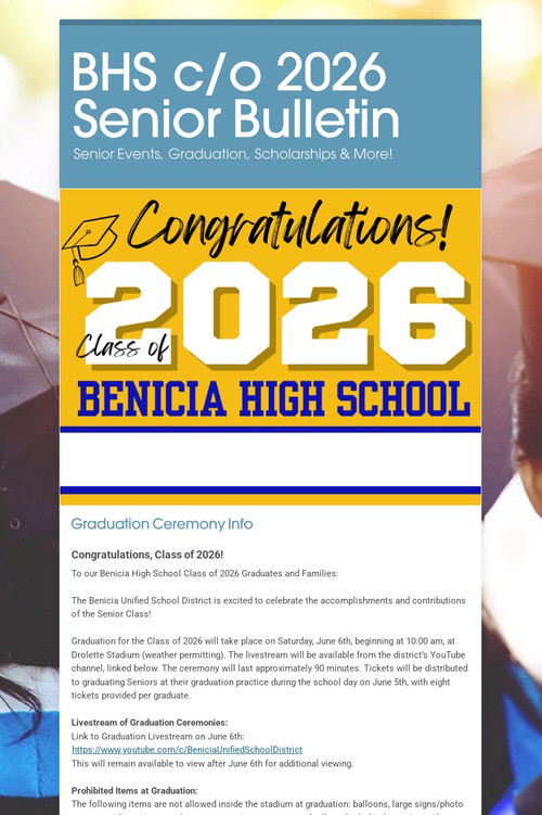 BHS c/o 2026 Senior Bulletin