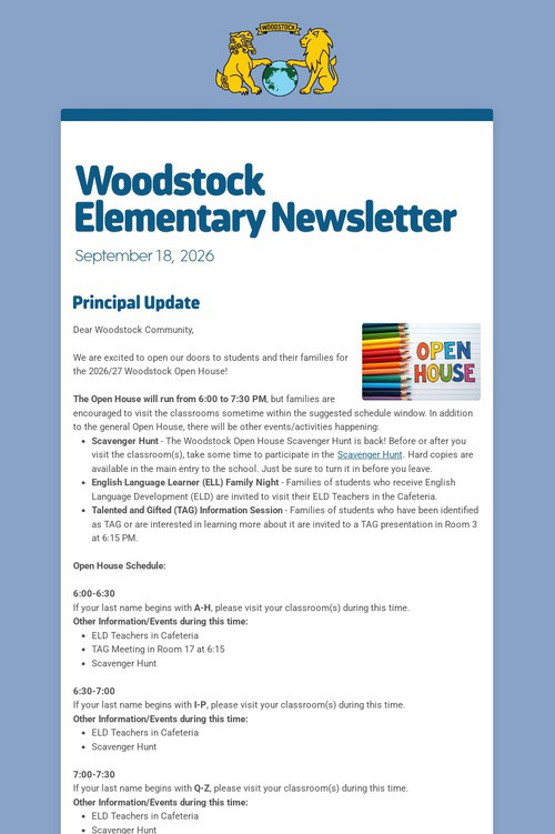 Woodstock Elementary Newsletter