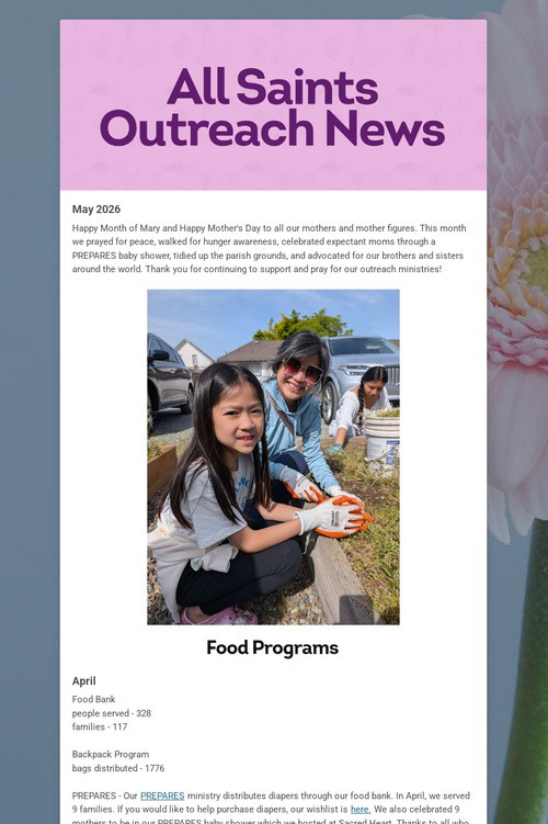 All Saints Outreach News