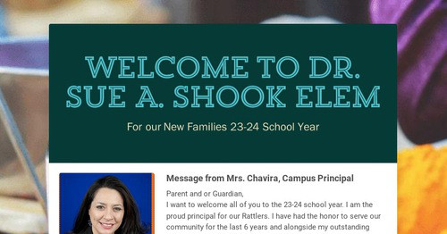 Welcome to Dr. Sue A. Shook Elem
