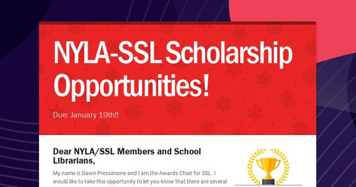 NYLA-SSL Scholarship Opportunities!