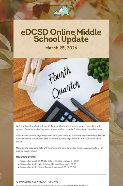 eDCSD Online Middle School Update