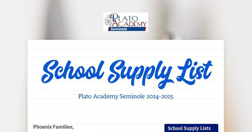 School Supply List