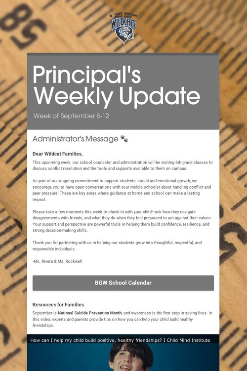 Principal's Weekly Update