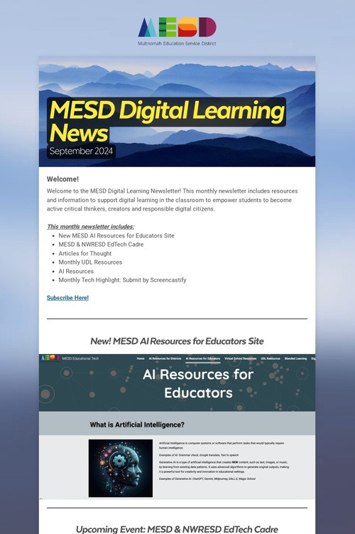 MESD Digital Learning News