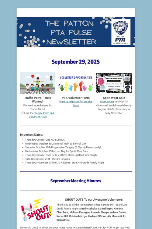 Patton PTA Pulse Newsletter