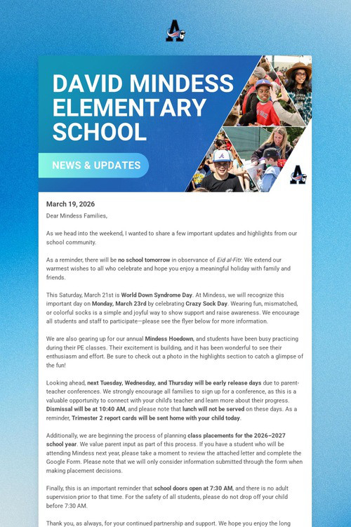 Mindess School Weekly Update