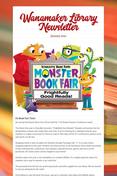 Wanamaker Library Newsletter