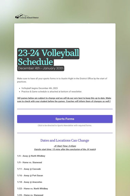 23-24 Volleyball Schedule