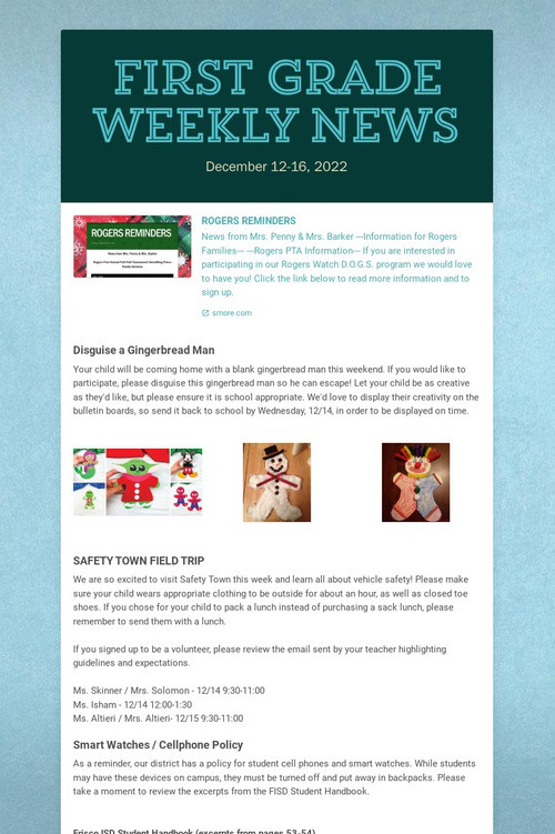 First Grade Weekly News