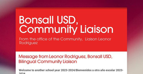 Bonsall USD, Community Liaison