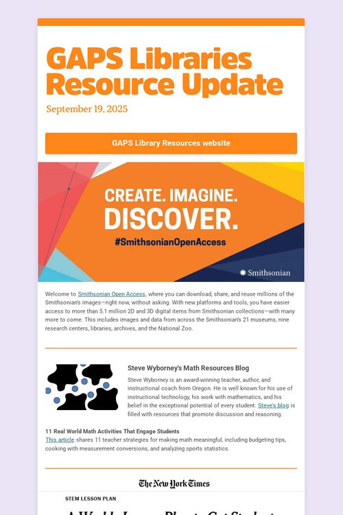 GAPS Libraries Resource Update