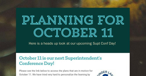 Planning for October 11