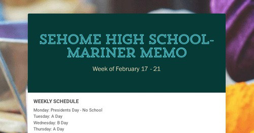 Sehome High School- Mariner Memo | Smore Newsletters