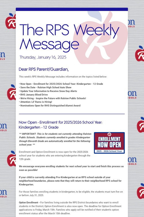 The RPS Weekly Message