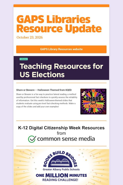 GAPS Libraries Resource Update