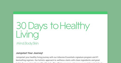 30 Days to Healthy Living