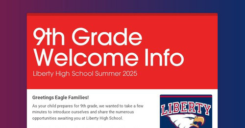9th Grade Welcome Info