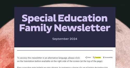 Special Education Family Newsletter