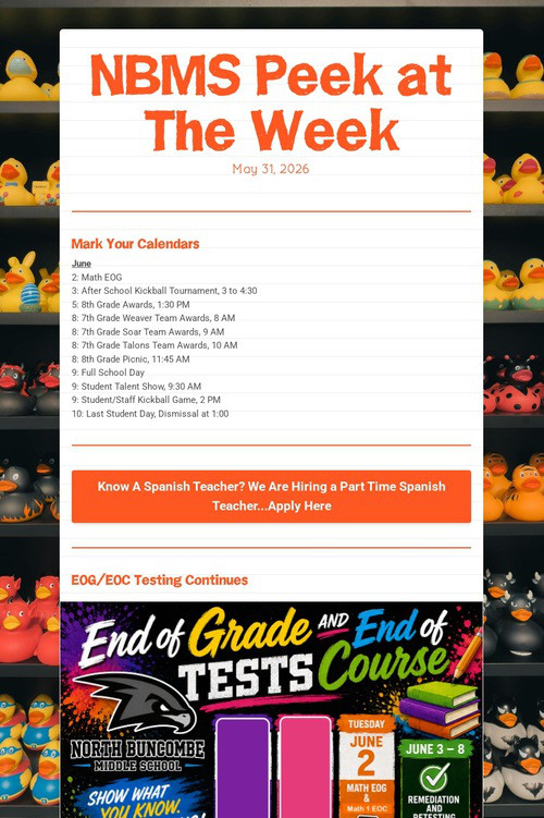 NBMS Peek at The Week
