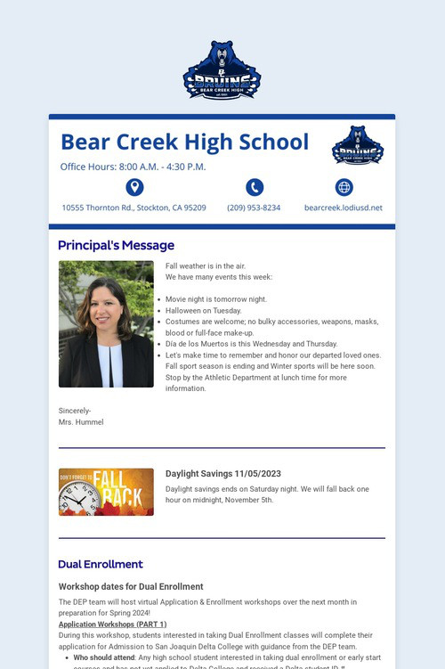 10/29/2023 BCHS Weekly Newsletter