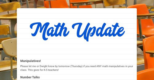 Math Update | Smore Newsletters