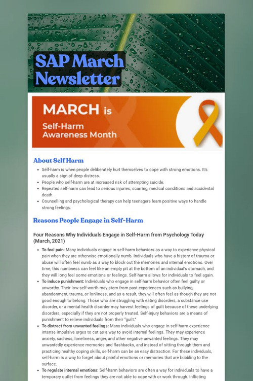 SAP March Newsletter