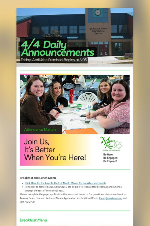 4/4  Daily Announcements
