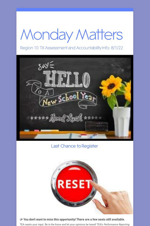 Monday Matters