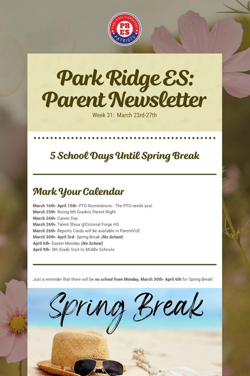 Park Ridge ES: Parent Newsletter