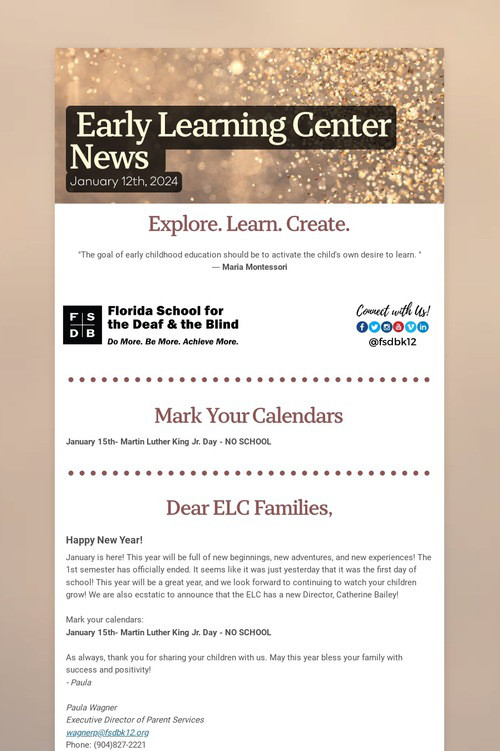 Early Learning Center News